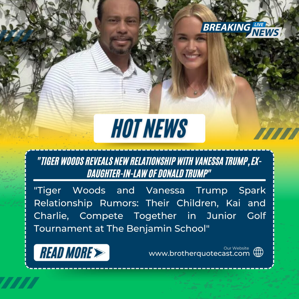 Tiger Woods and Vanessa Trump smiling together in a recent photo, confirming their new relationship. Vanessa is the former daughter-in-law of Donald Trump.