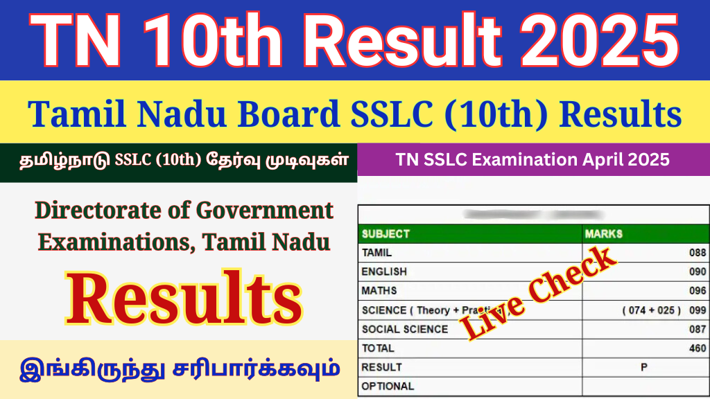 Tamil Nadu Class 10 Results 2025: 93.8% Pass Rate Sets a New Benchmark!